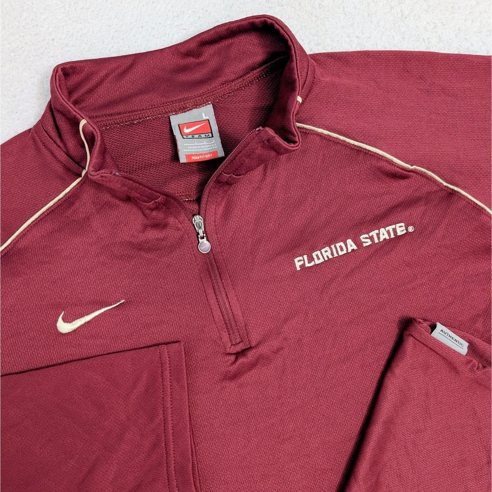 VTG Nike Team Florida State Seminoles sweatshirt adult Large 1/4 zip Dri fit red